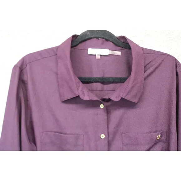 Calvin Klein Dark Purple Button Down Blouse-Size XL-Office-Business - Picture 2 of 6